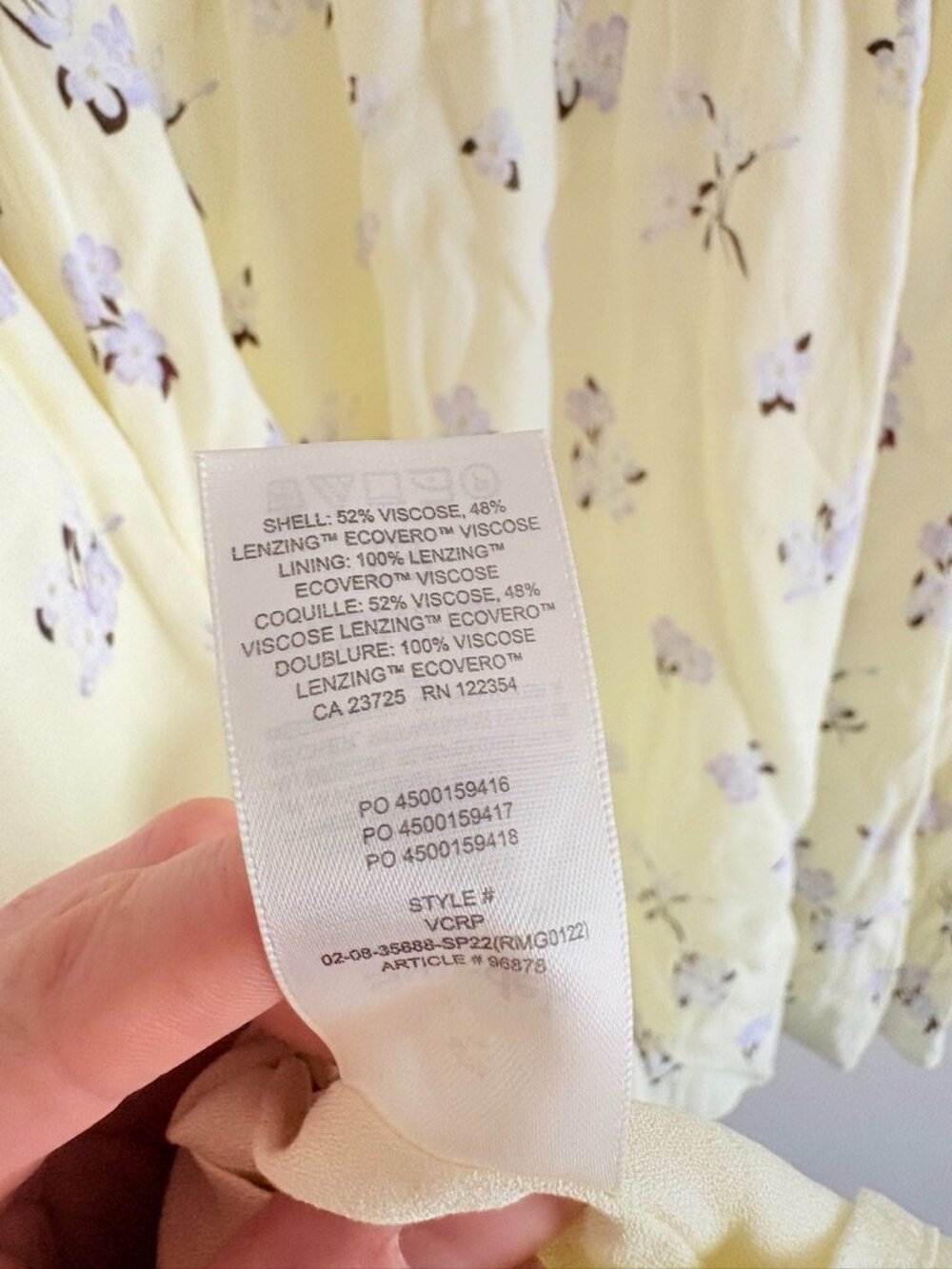Aritzia Wilfred Zane Dress NWT Puff Sleeve Babydoll Yellow Floral Small - Picture 6 of 6